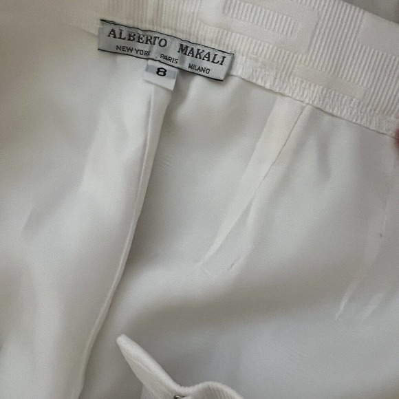 Alberto Makali Cream Abstract Textured Patterned High Waist Flat Front Pants - 8 - Picture 5 of 10